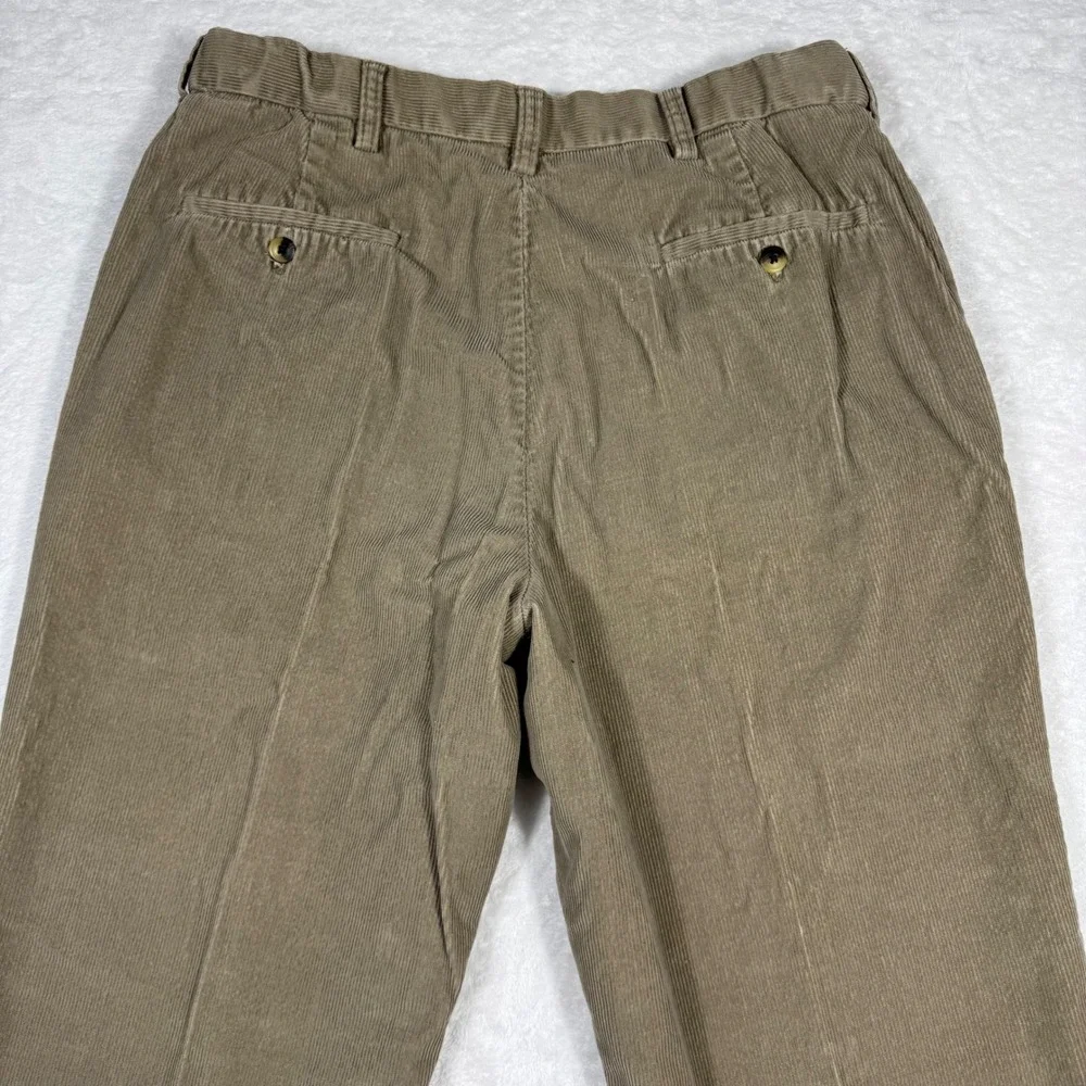 Haggar Men's Tan Brown Corduroy Pants Straight Leg Cotton 34x30‎ Casual Trousers